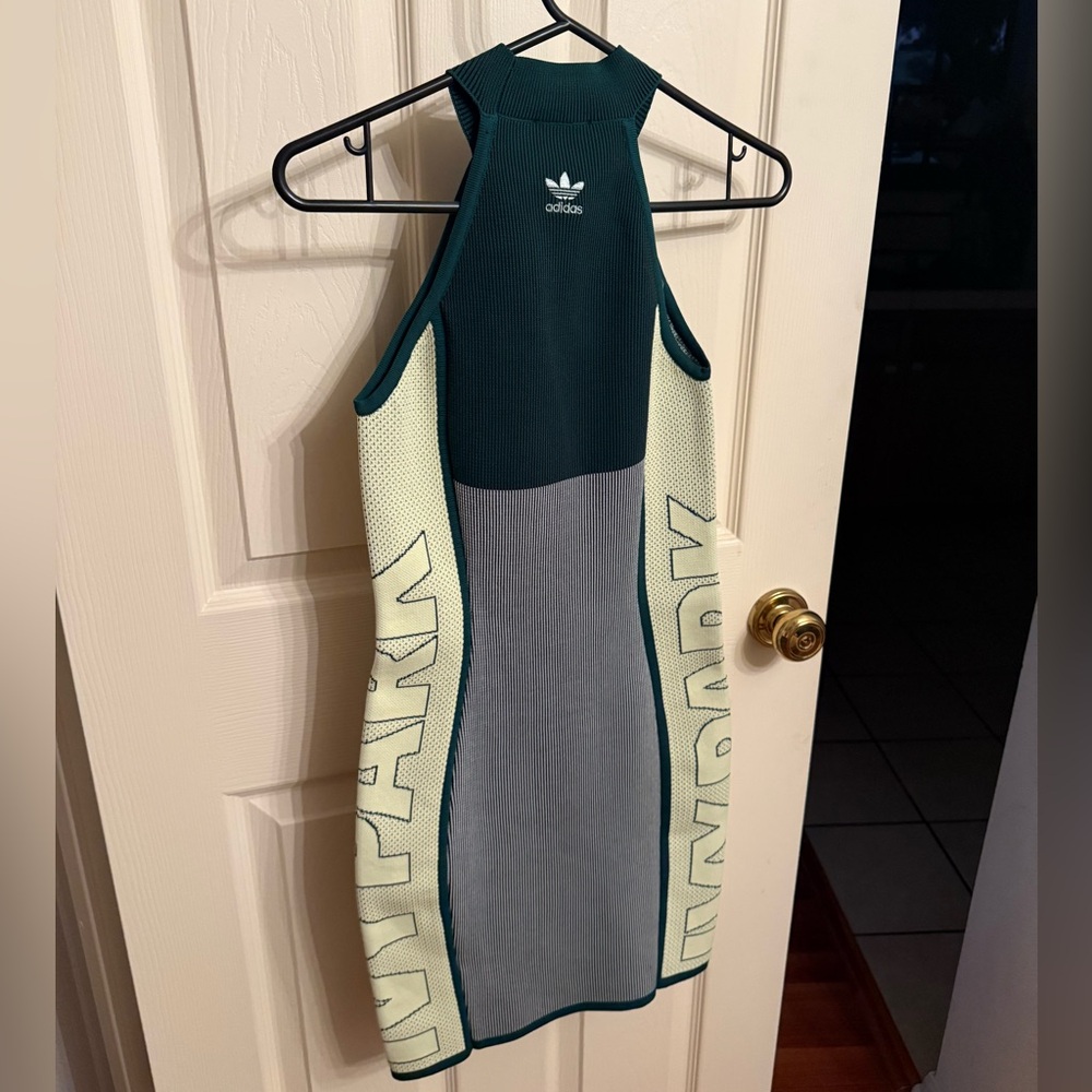 Brand New Authentic Adidas Green Halter Bodycon Mini Dress